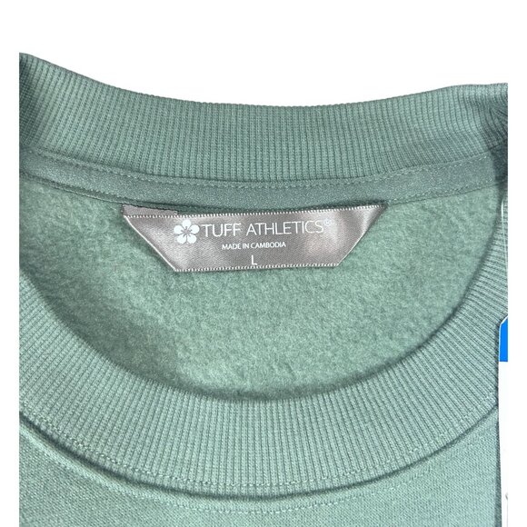 Tuff Athletics Crewneck Sweatshirt Women Size L Green Pullover Cotton Polyester - Picture 7 of 9
